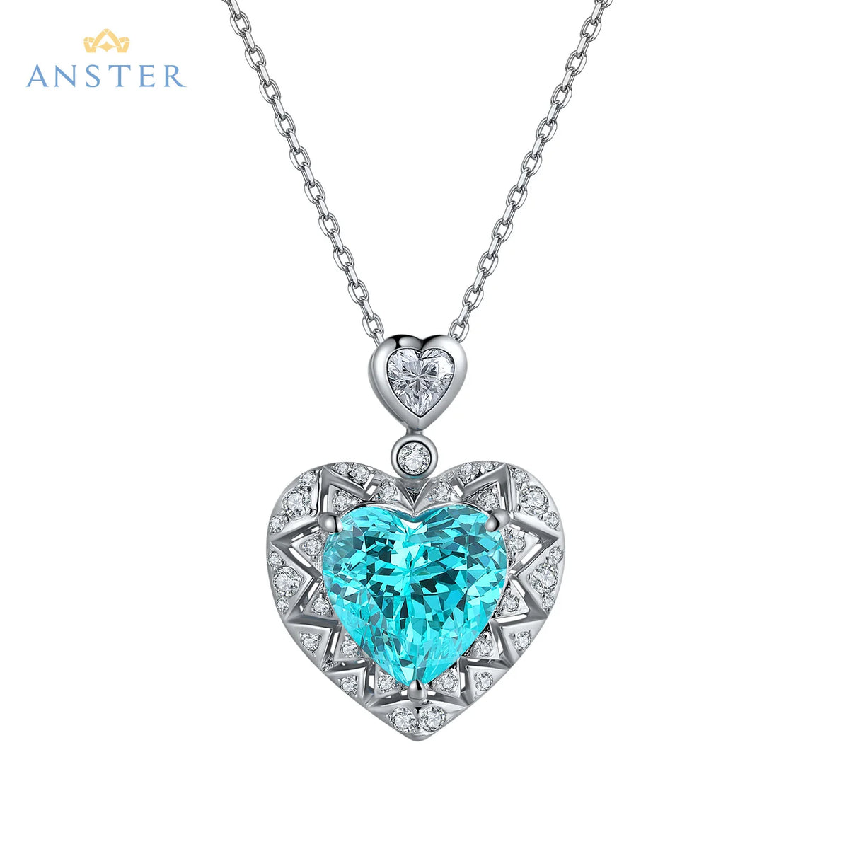 Gemfiori 925 Sterling Silver Christmas Blue Diamonds Pendant Necklace Rhodium Plated Lab Created Paraiba Necklaces Gift for Her
