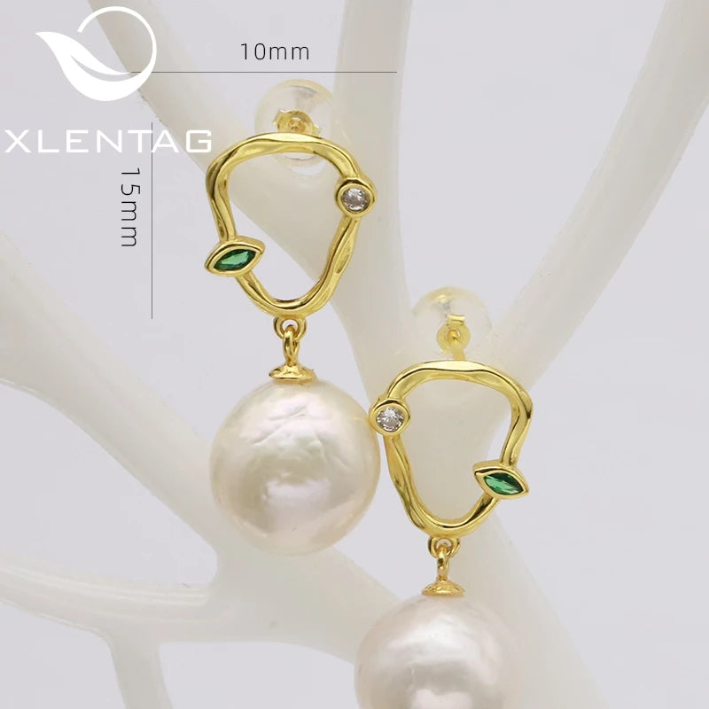 New Fashion 925 Sterling Silver Earrings 18k Gold Plated Freshwater Pearl Pendant Earrings Fine Jewelry for Women