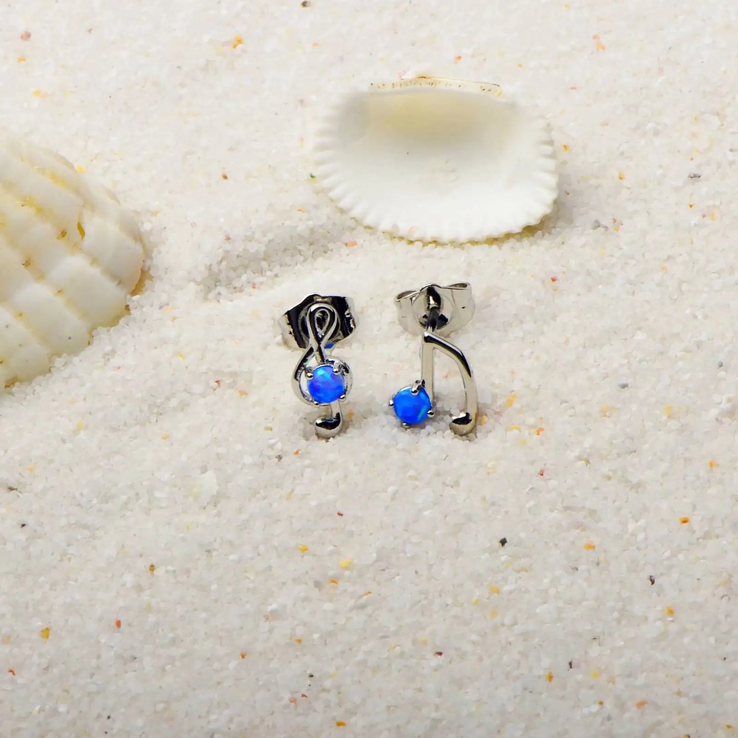Blue Aobao Opal Music Note Earrings Hawaiian Ocean Vibes TikTok IG Viral Opal Jewelry