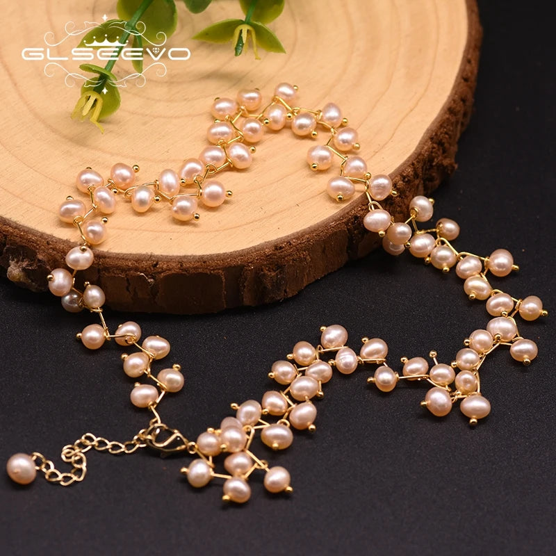 Natural Fresh Water Pearl Double Layer Choker Necklace for Women Engagement Party Gifts