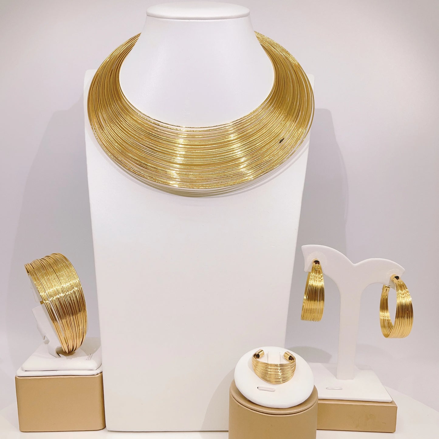 Zhuerrui Electroplated Jewelry Women's Jewelry Set Simple Fashion Necklace Bracelet Jewelry Sets Bridal Wedding Party HA20051