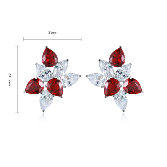 Gemfiori Anster High Quality S925 Lab Grown Ruby Earring Stud Dainty Gemstone Stud Earrings for Women Daily Wear Gift