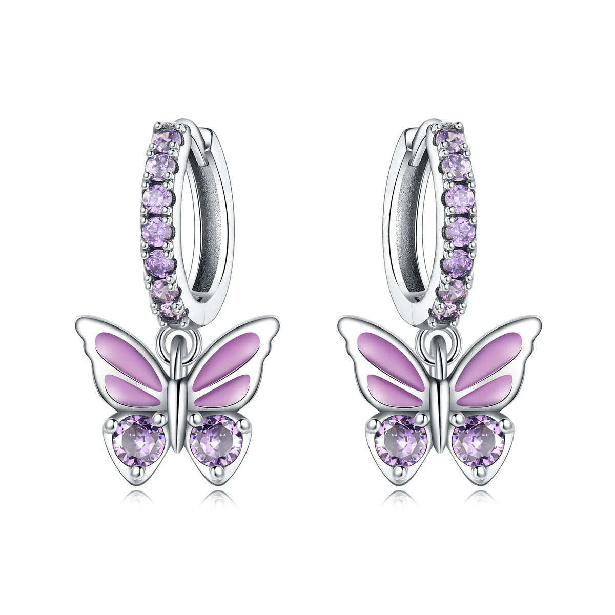 S&S Butterfly Zircon Drop & Stud Earrings | Silver Plated | S&S