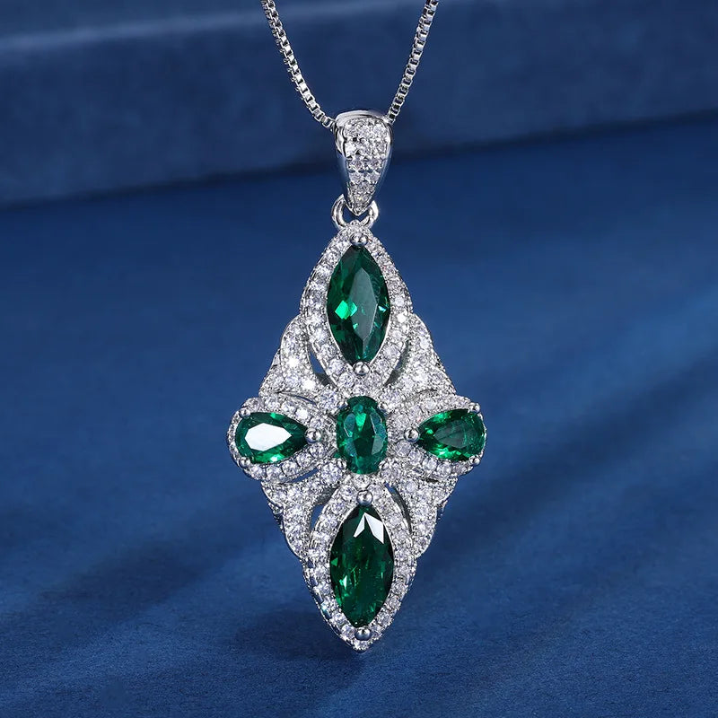 Gemfiori Pigeon Blood Red Zirconia Super Sparkling Diamond Ring Pendant with Elegant Temperament and Cool Style Fashion Set