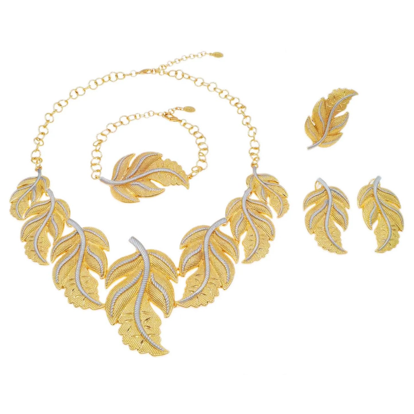 Zhuerrui Beautiful Bridal Good Jewelry Sets Latest Silver Leaf Shape Necklace Jewelry Set Favors Woman Costume Pendant H00747