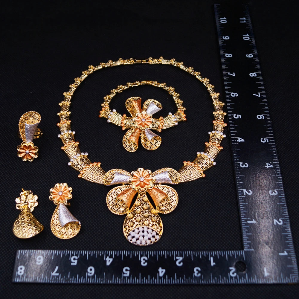 Zhuerrui Italy Brazil Gold Style Jewelry Set Fashion Vintage 24K High Quality Jewelry Sets Designer Wedding Party Jewelry 008120