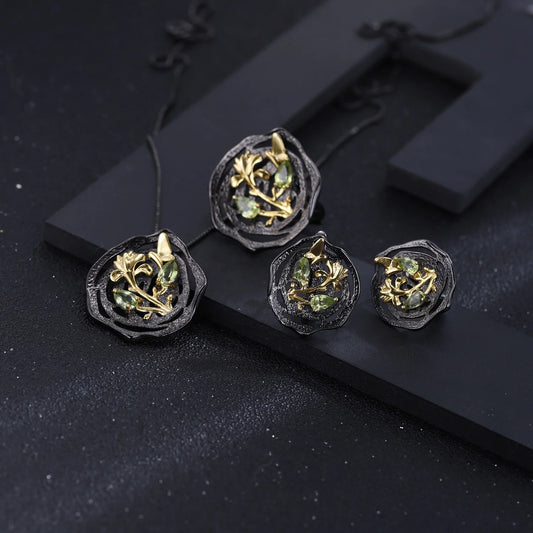 ArtistA Butterfly Flower Geometric Jewellery Set in 925 Sterling Silver
