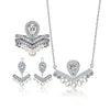 ArtistA S925 Silver Pear Zirconia Pearl Jewelry Set Ring Earrings Necklace Rhodium Plated Fine Women Wedding Jewelry