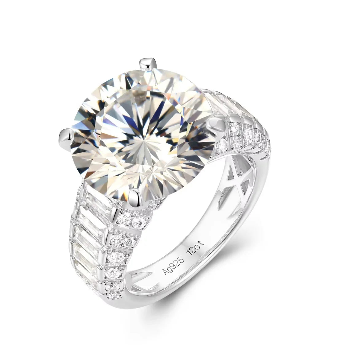 MUSHAN 12ct Other High Carbon Diamond Engagement Wedding Ring 925 Sterling Silver CMA Certified Party Rings for Women