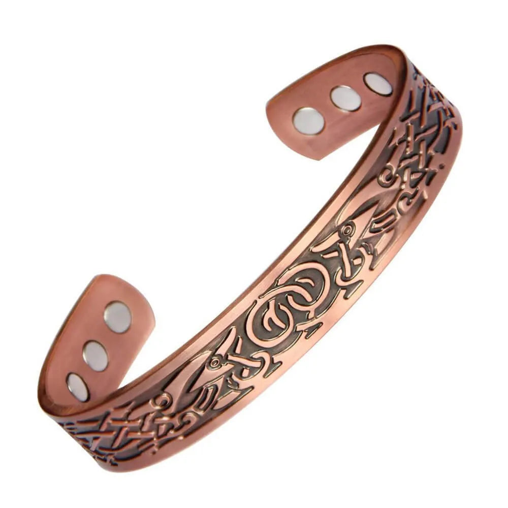 Vintage Magnetic Bracelet, Adjustable Open Cuff with Celtic Knot Design, for Men & Women