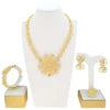 Zhuerrui Italian Gold Plated Jewelry Set Intricate Hollow Bead Cluster Necklace Earrings Bracelet Ring for Women Ceremony
