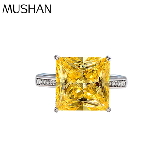 MUSHAN Jewelry Factory 925 Silver 8 Carat Luxury Princess Square 12*12 Artificial High Carbon Diamond Ring for Women