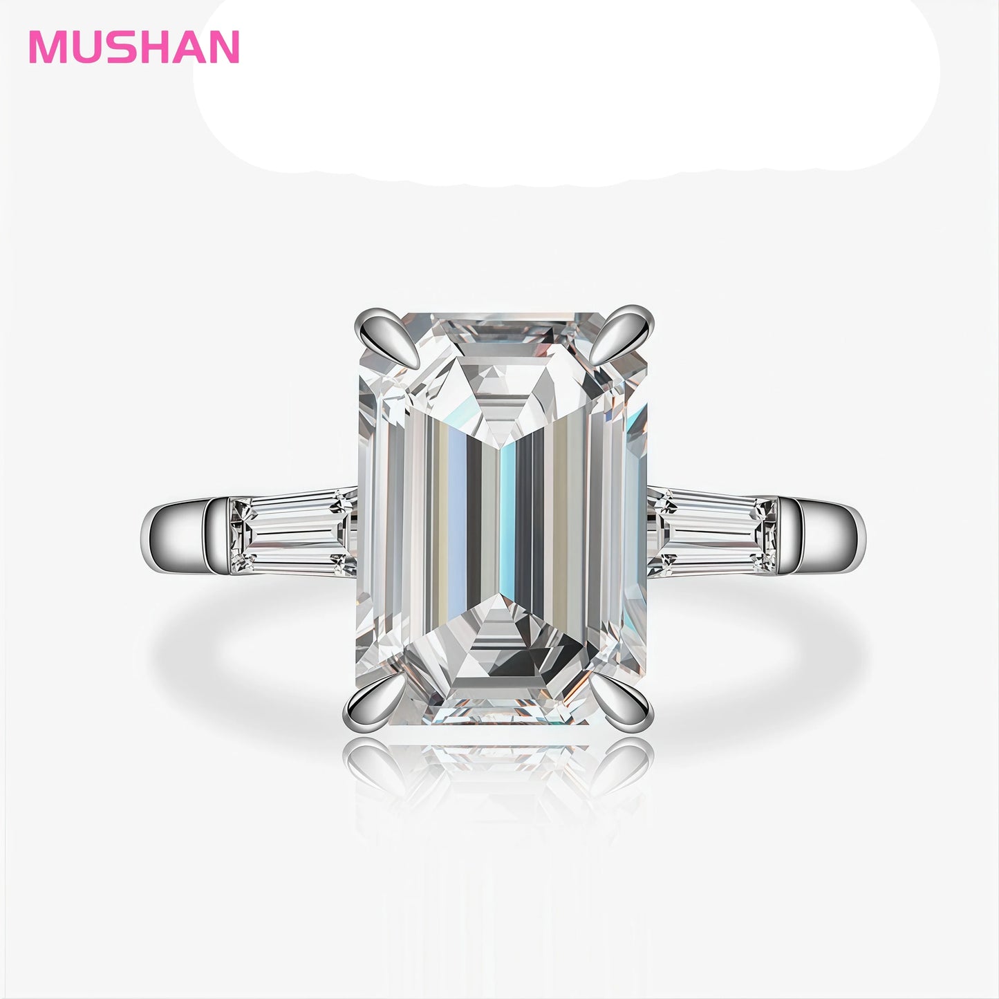 MUSHAN Jewelry Factory 925 Sterling Silver Rhodium Plated Luxury Rings Women 4ct CZ Zircon Engagement Wedding Bands Fine Rings