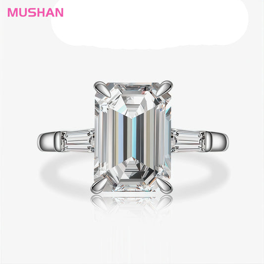 MUSHAN Jewelry Factory 925 Sterling Silver Rhodium Plated Luxury Rings Women 4ct CZ Zircon Engagement Wedding Bands Fine Rings