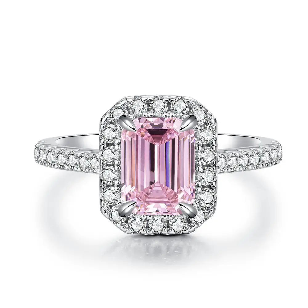 Wholesale Waterproof 5A 8A Pink Cubic Zirconia Rings 925 Sterling Silver OEM ODM Custom Factory Direct Ring Jewelry Manufacturer