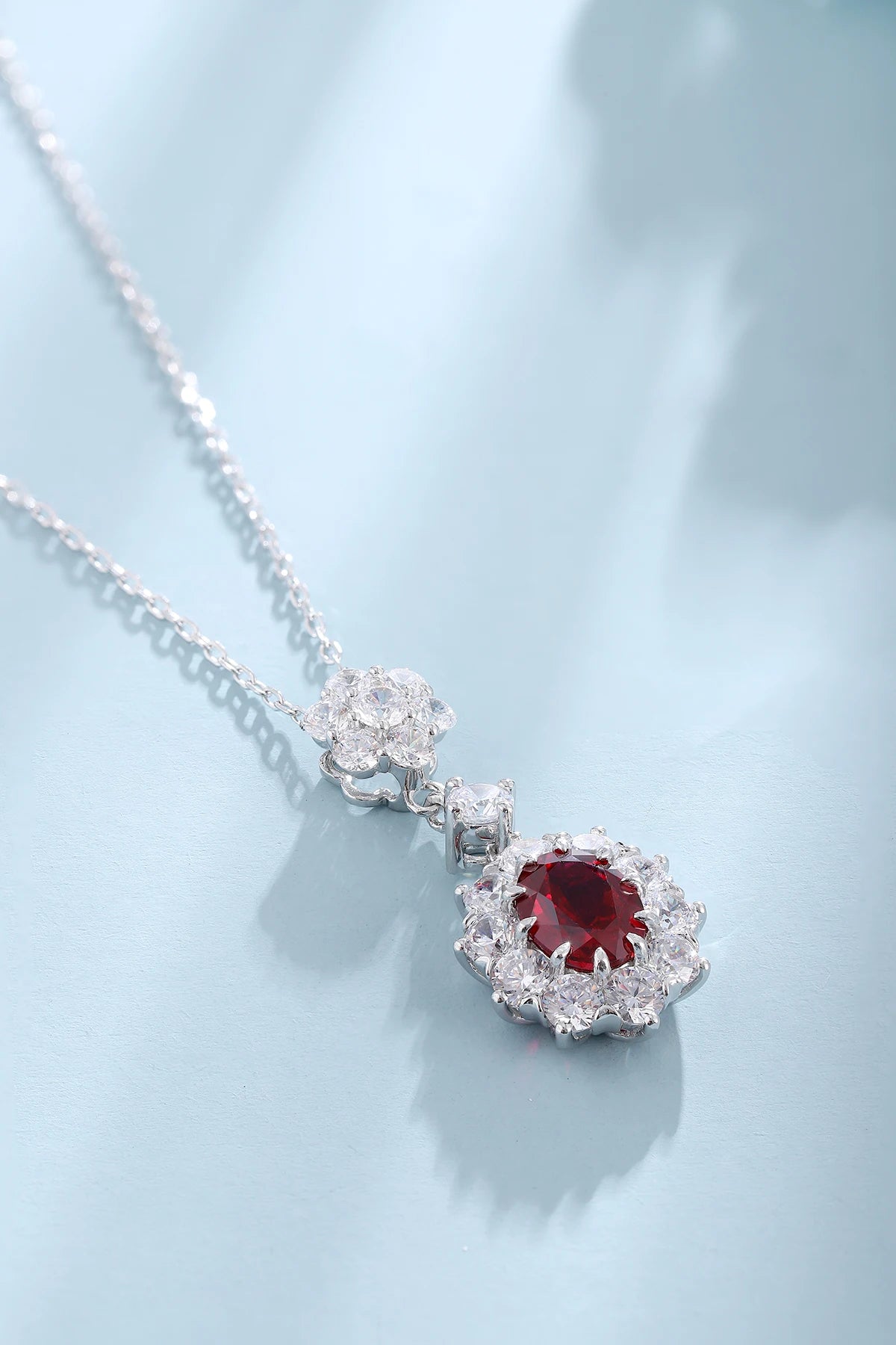 Gemfiori Custom Women Fine Jewelry Simple Lab Grown Ruby Diamond GIA IGI Certified Necklace