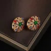 Medieval Retro Copper Inlaid Rhinestone Necklace Earrings Bracelet Fashion Light Luxury Elegant Jewelry Set