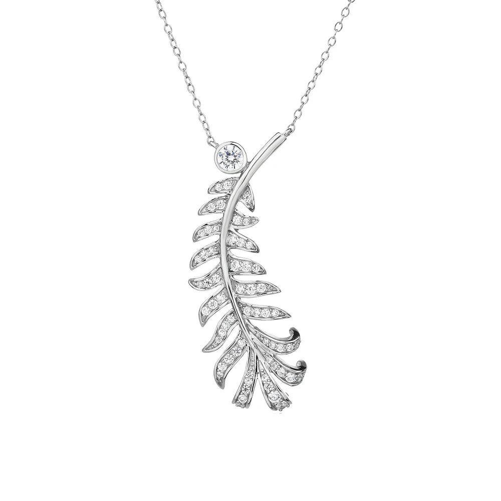 MUSHAN Jewelry Factory S925 Sterling Silver Feather Necklace  High End Accessory for Women  Is Silver Necklace