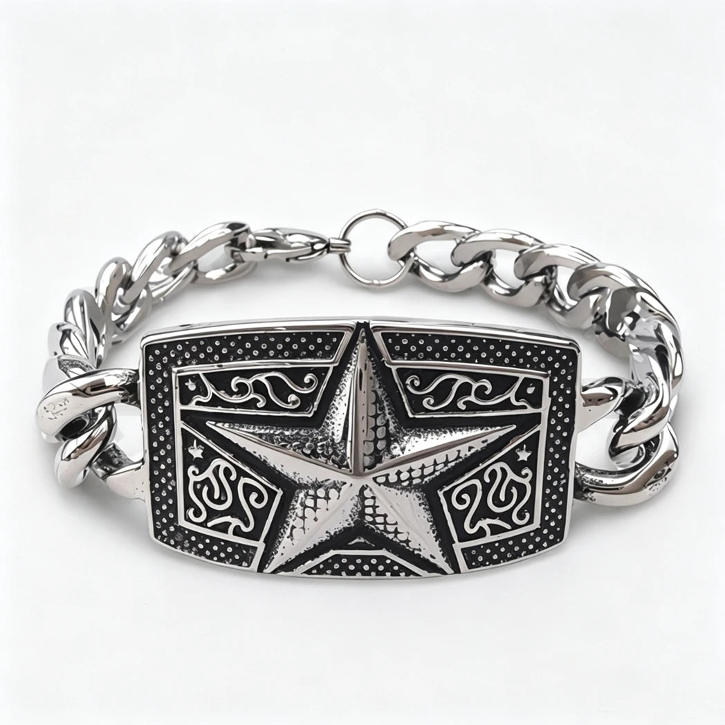 Vintage Men's Stainless Steel Bracelet Gothic Skull Celtic Knot Cross Cuban Chain Woven Braid Street Style Jewelry Gift