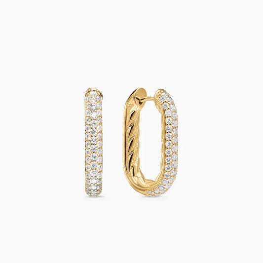 Gemfiori FASHIONISTA DY High-Quality Silver-Plated Earrings, 24.3*15.9mm, Diamond-Setting Earrings. Gold-Plated Earrings. Jewelry.