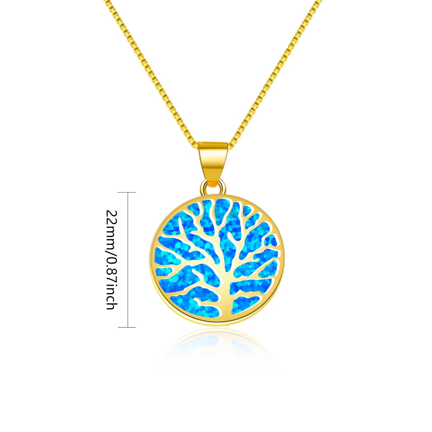 Tree of Life Circle Necklace Aobao Opal Inlaid Pendant Fashion Jewelry