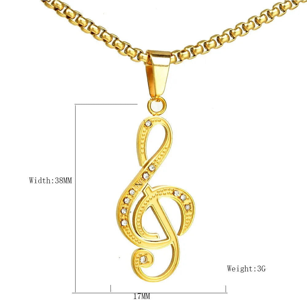 Stainless Steel Romantic Note-shaped Pendant Bamboo Chain Chai Trendy Music Festival & Party Symbol Necklace