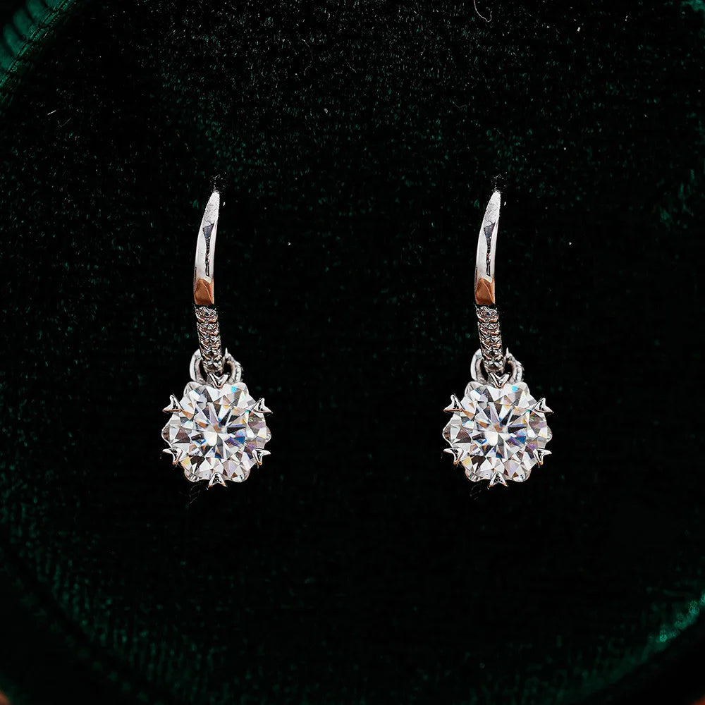 ArtistA Fine Jewelry Sets Zircon Platinum 925 Sterling Silver Heart Snowflakes Real VVS Moissanite Ring Earring Necklace Set for Women