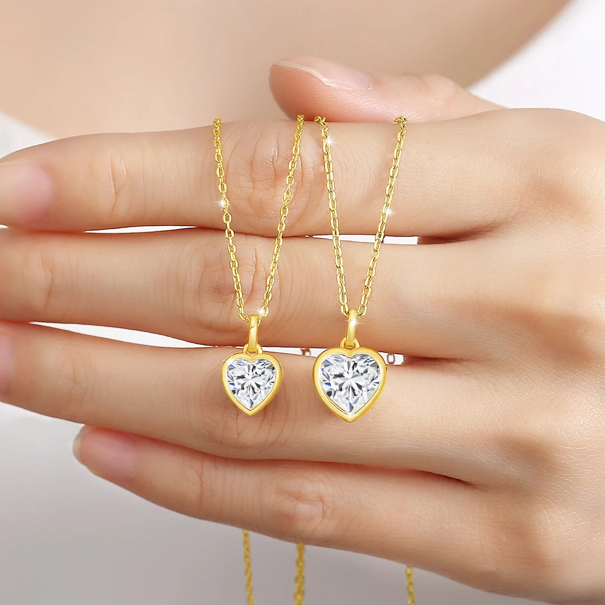 Gioiellieri Gold Jewelry Factory Classic Design Mini Women Engagement Fine Jewelry Genuine 14K Gold Heart Cut 1ct 2ct Moissanite Pendant