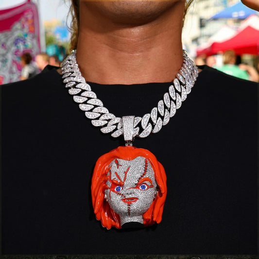 BiG-BOSS Hip Hop Gold Plated Copper Alloy Custom Men's Necklace 5A Zircon Iced Out Big 3D Cartoon Enameling Pendant Charm