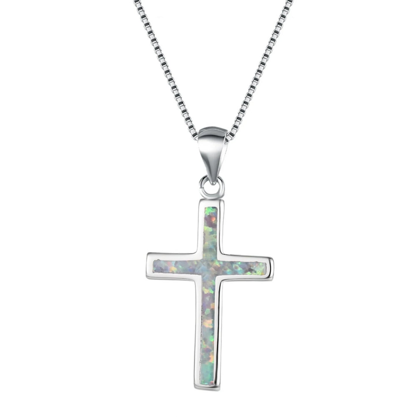 Cross Motif Sea Turtle Silver Plated Copper Alloy Opal Lariat Necklace for Women Aobao