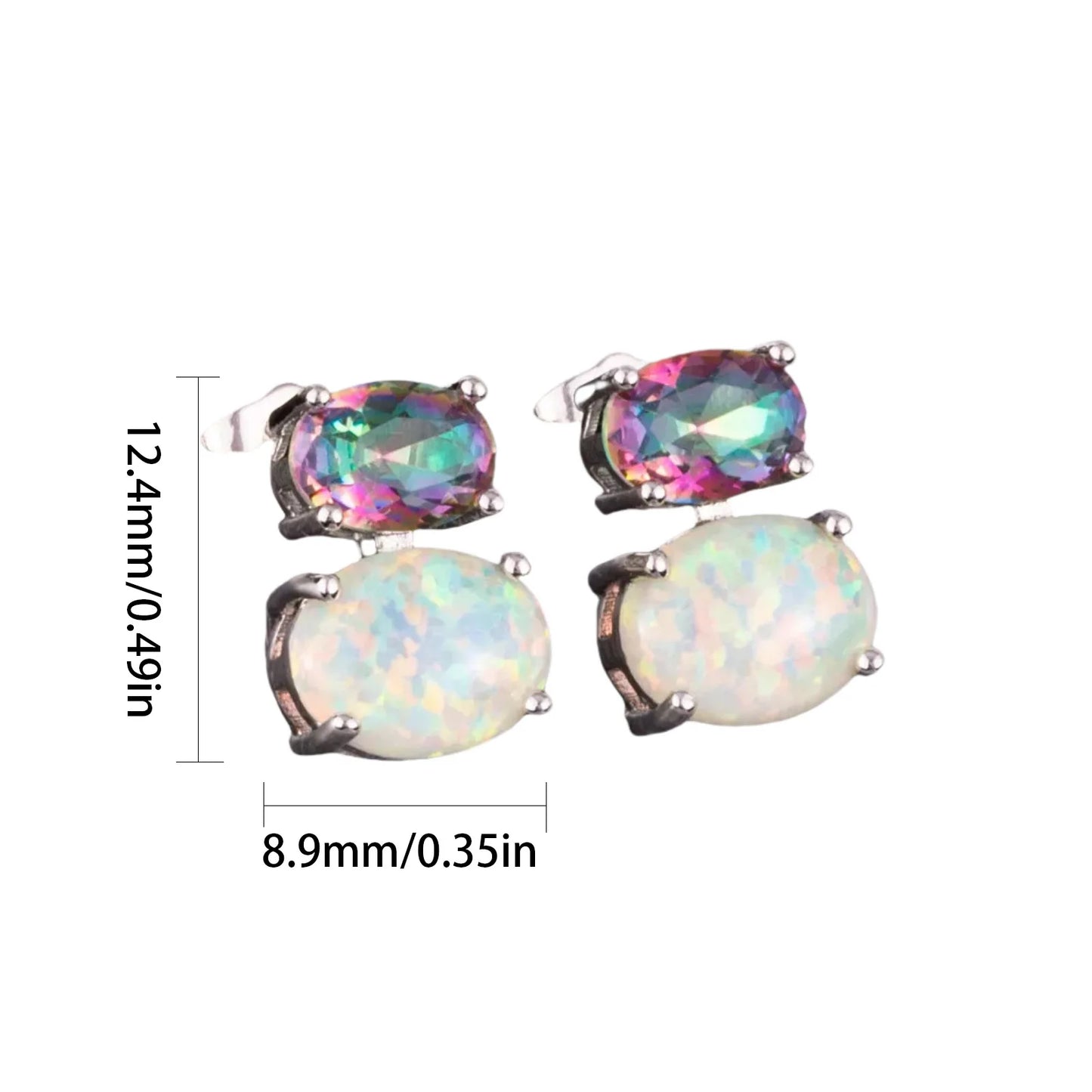 Hawaiian Vacation Vibes Oval Opal Hoop Studs TikTok Top Seller