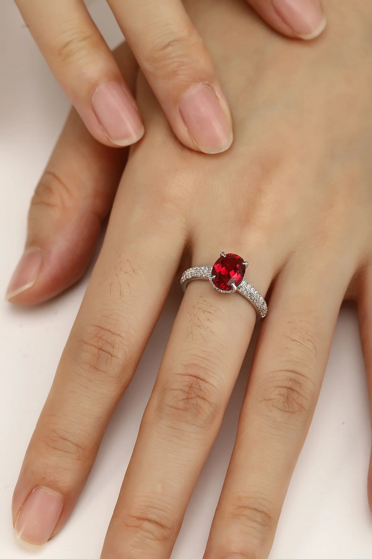 Gemfiori Luxury Lab Grown Ruby Vintage Rings for Women Sterling Silver 925 Rhodium Plated Wedding & Anniversary Custom