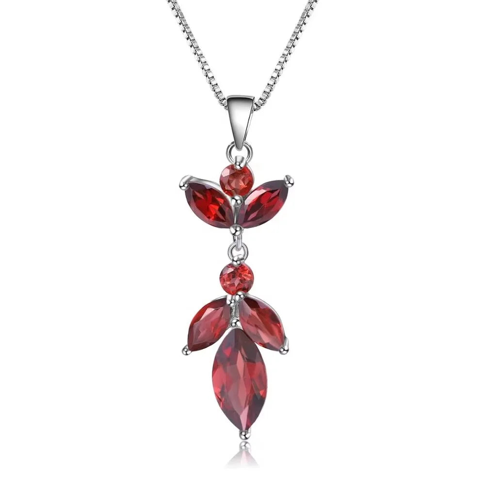 ArtistA Abiding Price Fashion 925 Sterling Silver Natural Gemstone Garnet Citrine Drop Jewelry Set for Birthday Gift