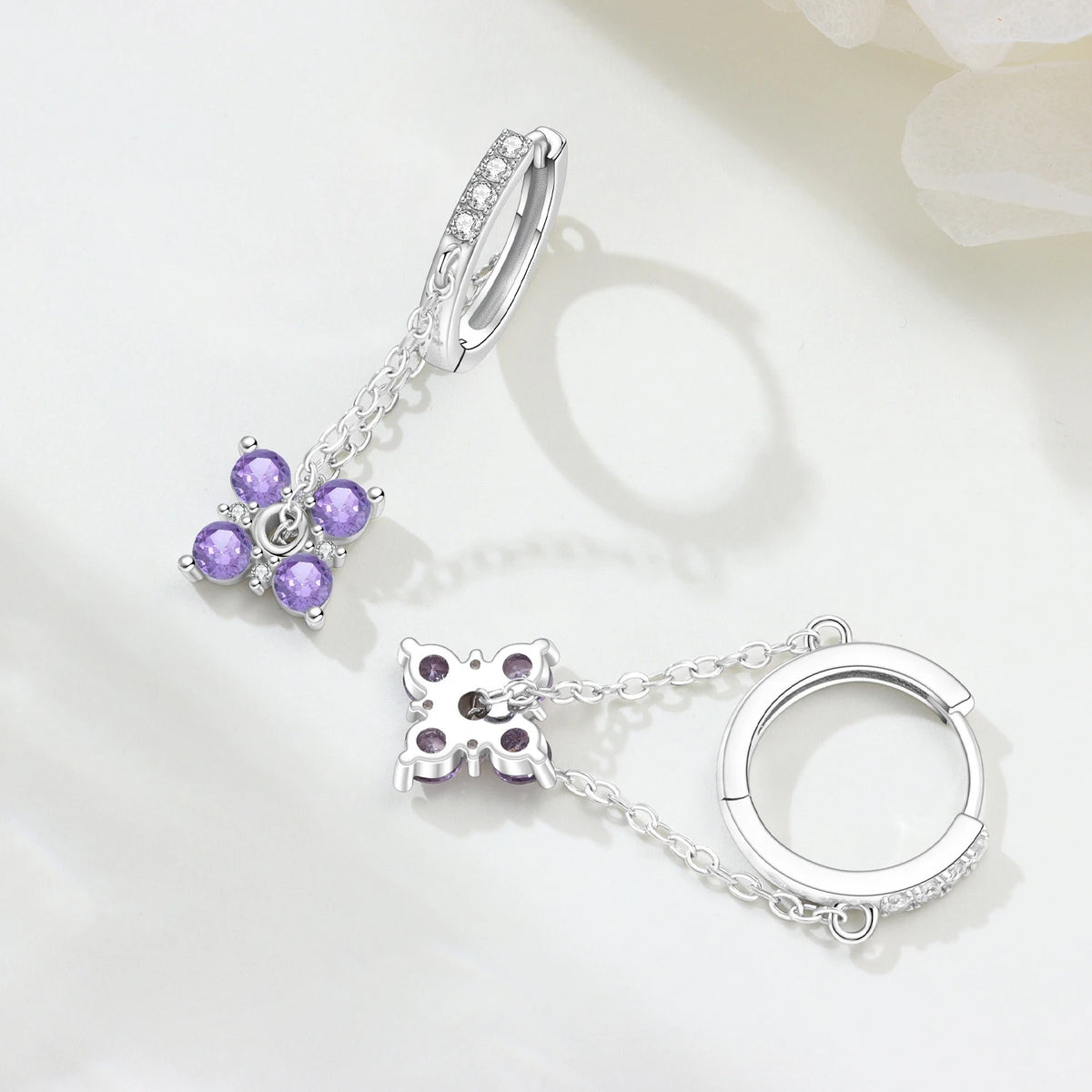 S&S Silver Plated Zircon Flower Drop Earrings | 16 Colours