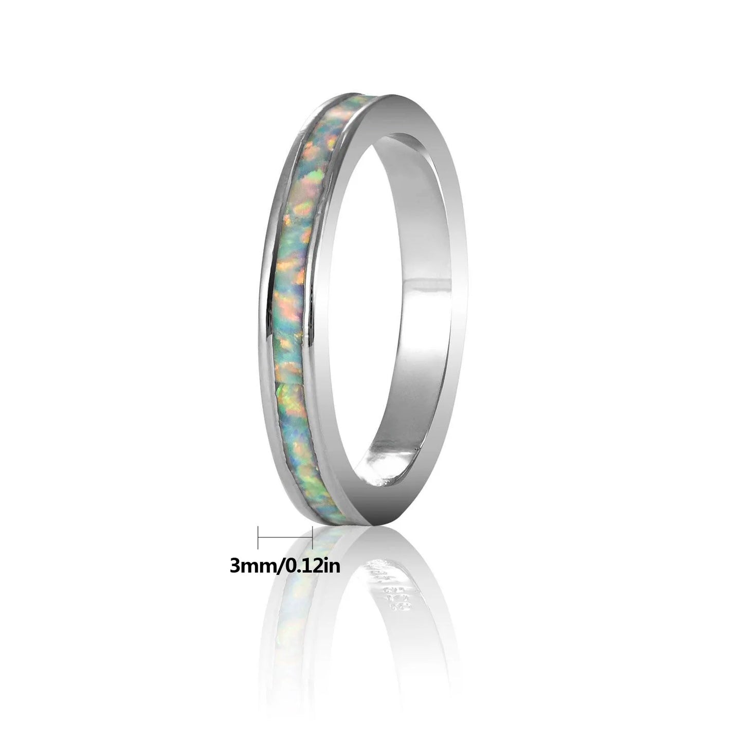 Silver Iridescent Opal Ring | Sleek Daily Fashion Band
