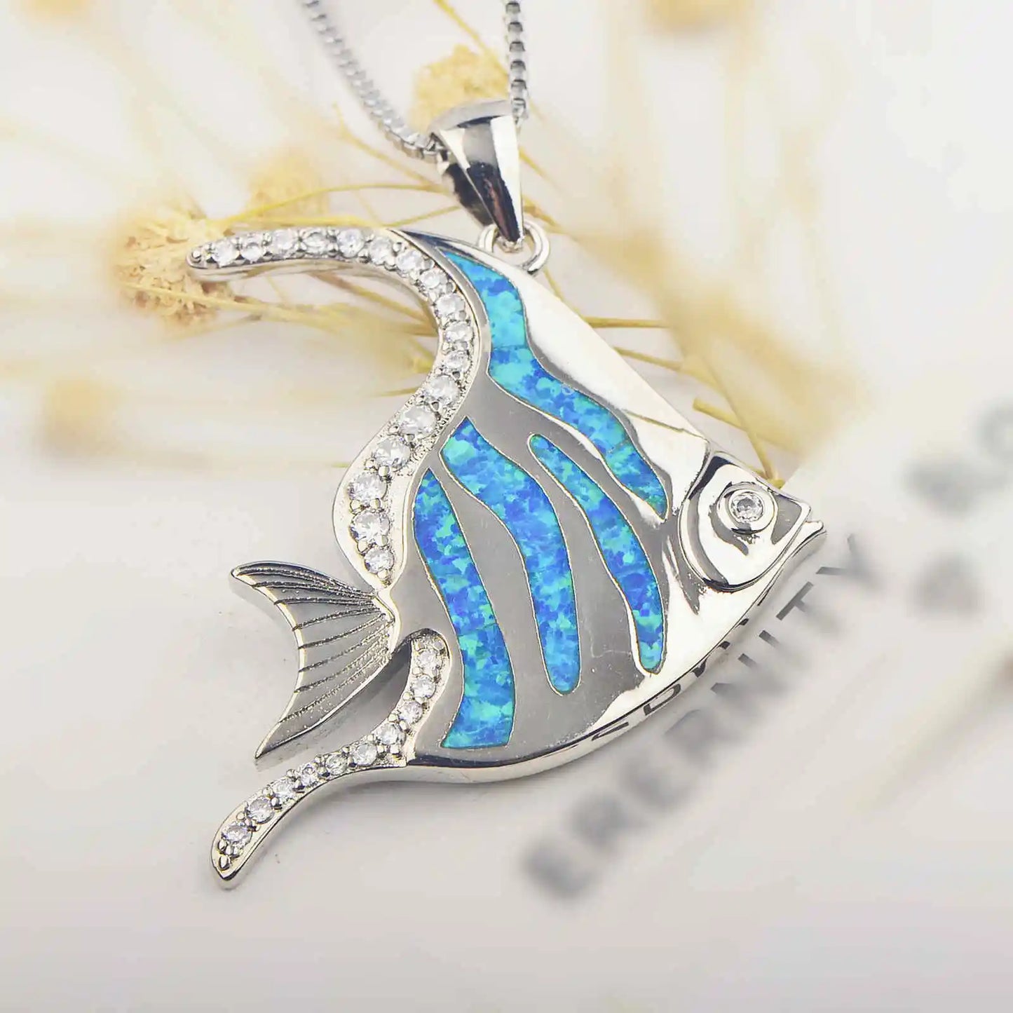 Ocean Vibe Opal Fish Necklace Silver Plated  Casual Daily Fashion Jewelry for Women