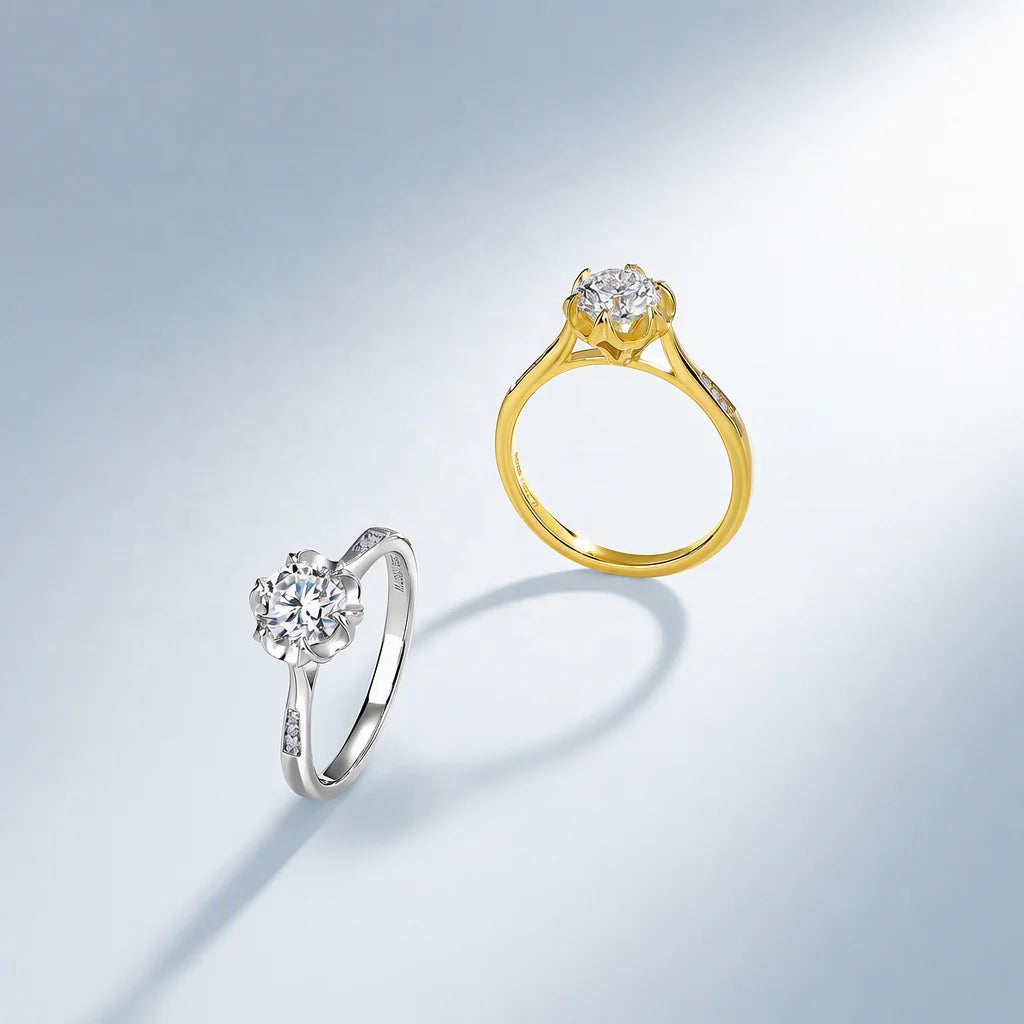 ArtistA Chic Floral Six Prong Lab Grown Diamond Ring 1CT D VVS1 VVS2 9K 10K 14K 18K Gold Platinum Women Luxury Fine Jewelry
