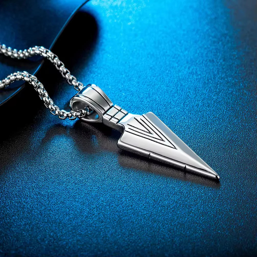 REBEL Hip Hop Box Chain Necklaces Arrow Stainless Steel Black Plating for Men Anniversary Party Gifts Fashion Pendant Necklace Jewelry