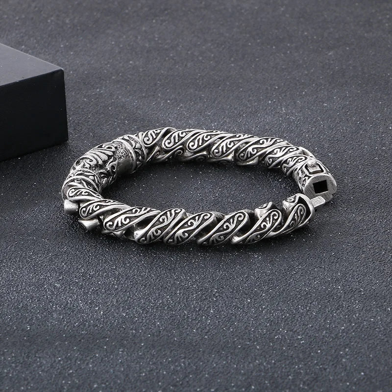 KALEN 220mm Men Vintage Medieval Style Stainless Steel Links Bracelet