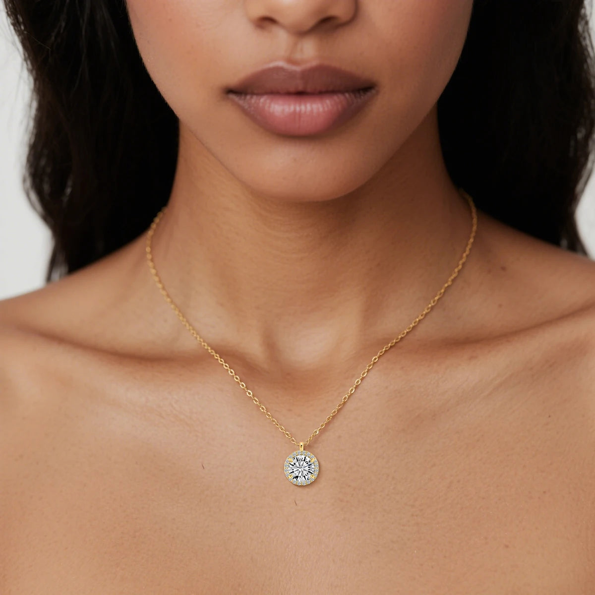 Gioiellieri Luxury 0.5ct 1ct 2ct Round Moissanite Jewelry Halo 14K Gold Women's Gemstone Pendant Premium Gift