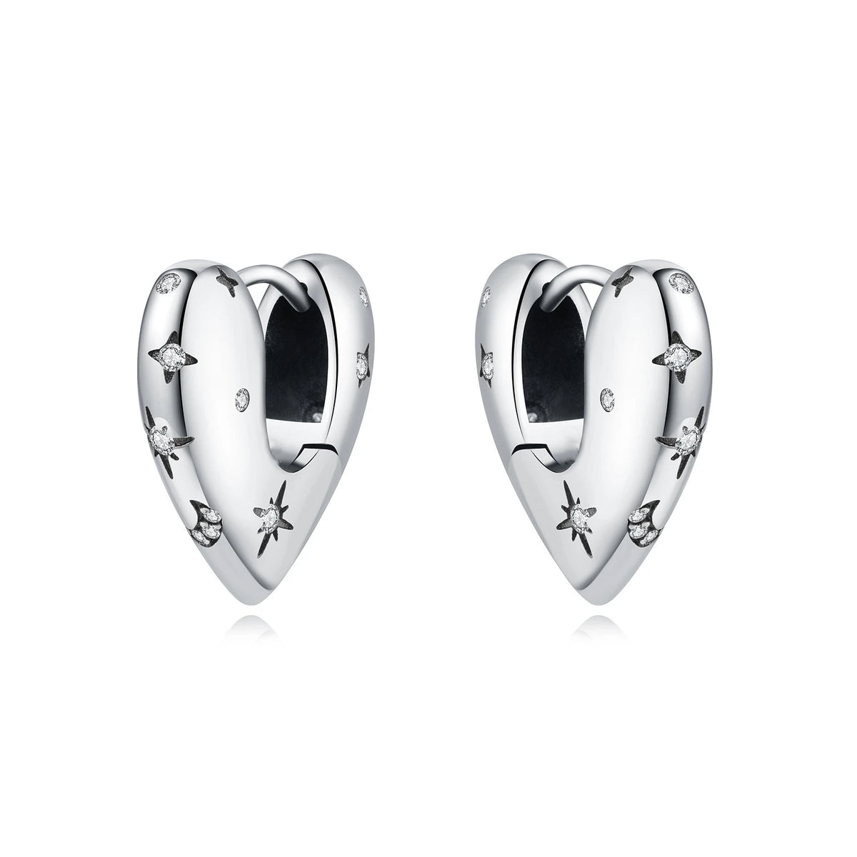REDheart Fashion Love Heart Copper Silver Plated Drop Earrings Colorful Heart Shape Zircon Hoop Earrings Fine Jewelry for Women