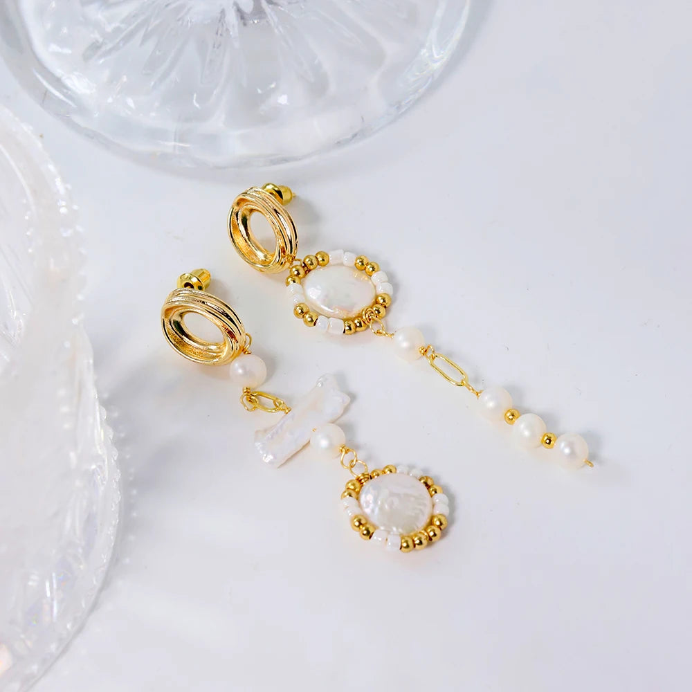 Natural Freshwater Baroque Pearl Earrings Korean Style Women Luxury Jewelry Fashion Ladies and Girls Gift GE1525
