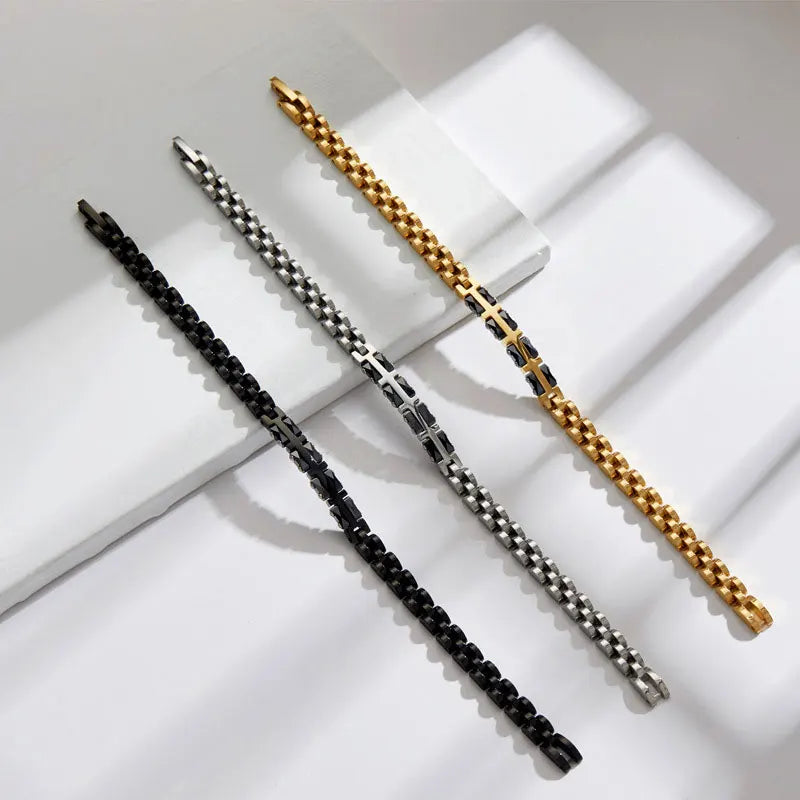 REBEL Anti Tarnished 316L Stainless Steel Fashion Men's Bracelet & Bangle 14K 18K Gold Plated Engravable Bracelet Blanks For Men