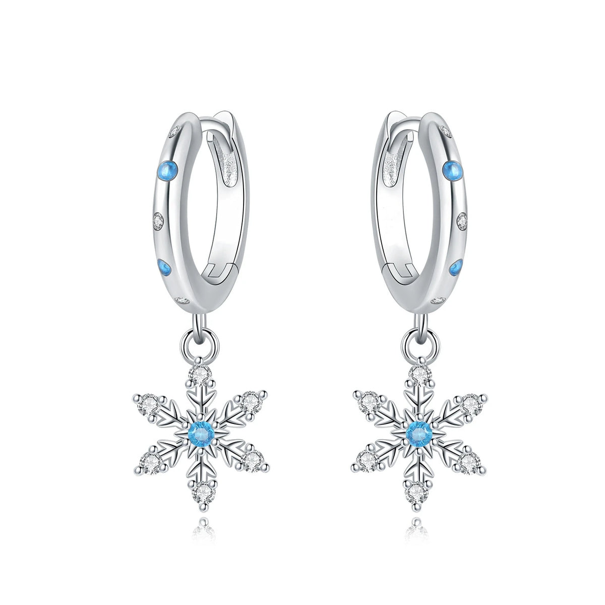 S&S Zircon Drop & Hoop Earrings | Snowflake, Feather & Clover | S&S
