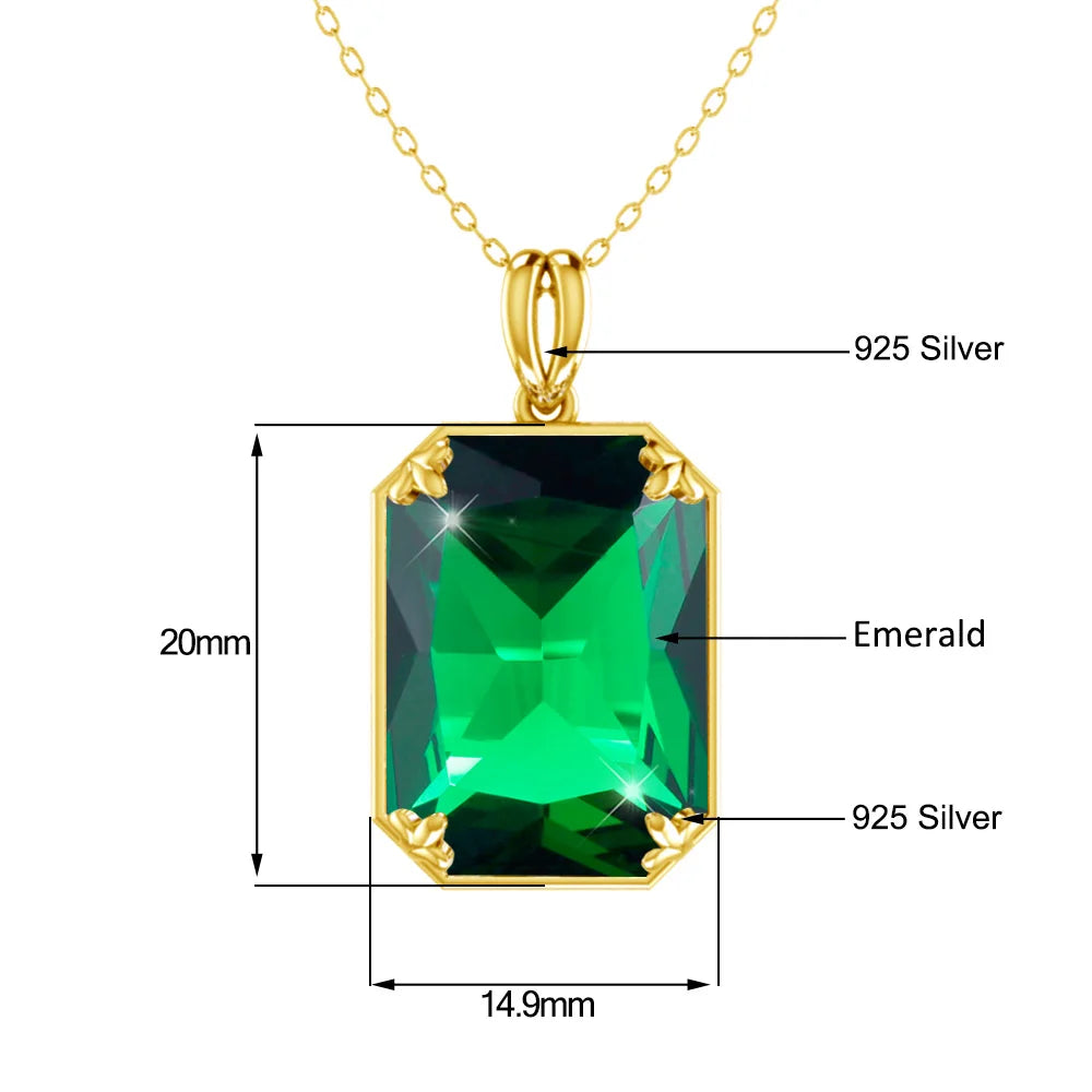 REDheart Classic British Court Jewelry Cocktail Party 925 Sterling Silver Plated 18K Gold Emerald Sapphire Pendant Necklace