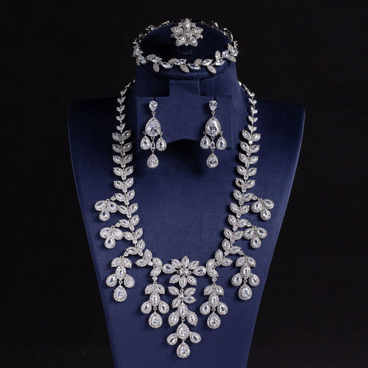 Dubai Style Fashion Bridal Sets Luxury Necklace Jewelry Set Gorgeous 4 PcsJewelry Set for Women