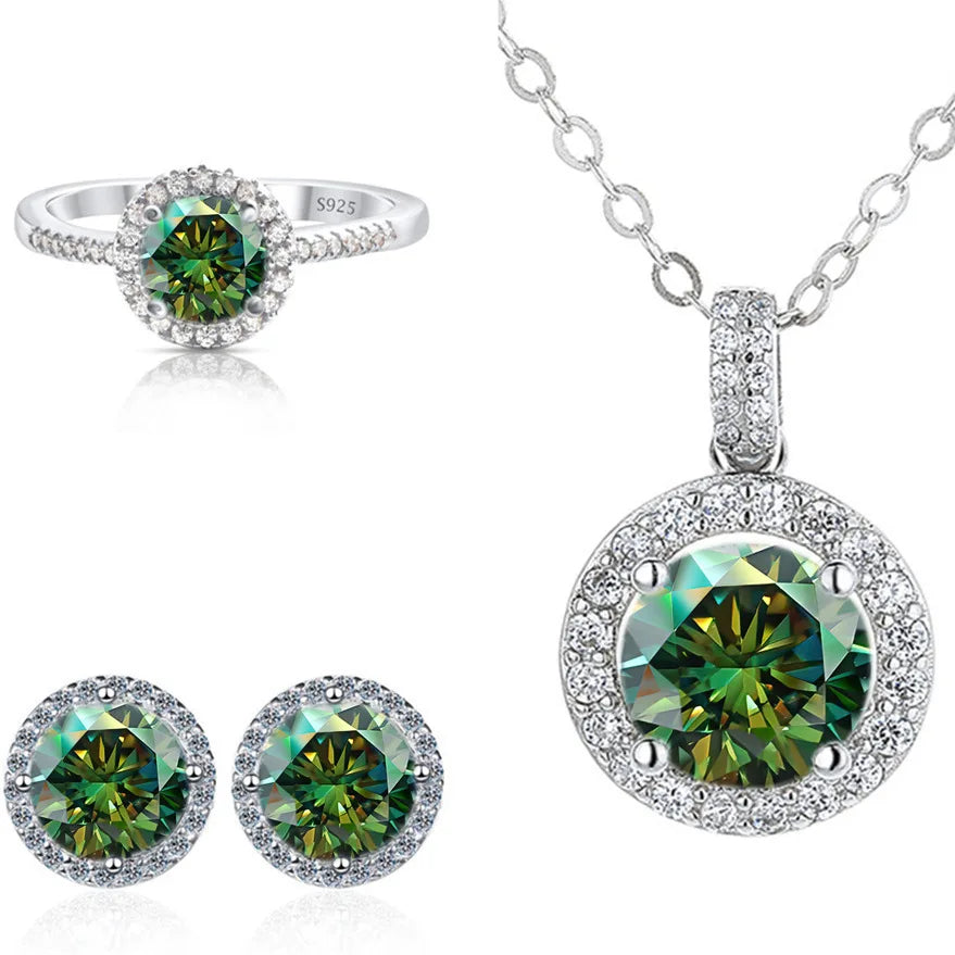SPECIAL OFFER -REDheart Color Moissanite Party Jewelry Set for Women Necklace Ring Earrings S925 Sterling Silver with GRA Certificate