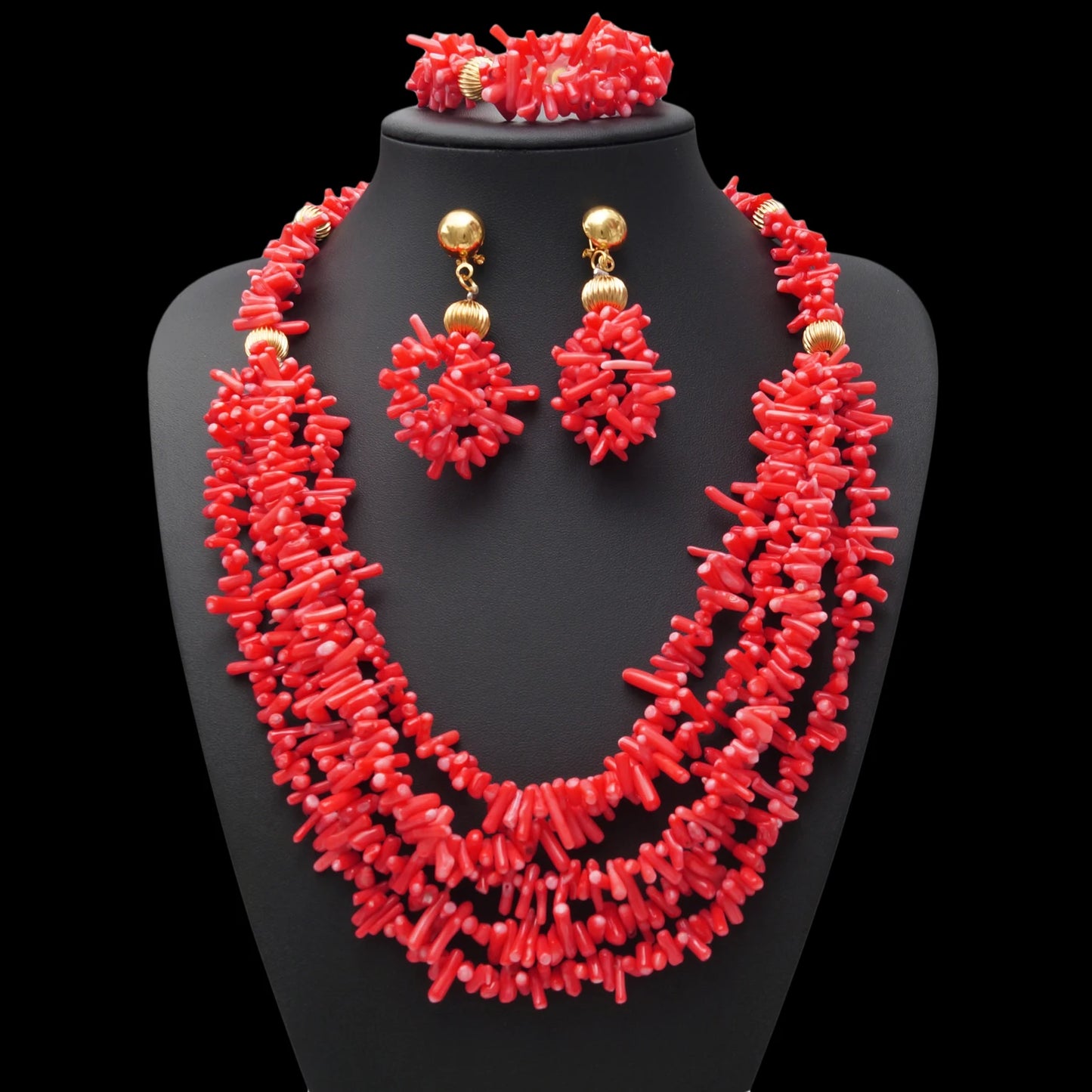 Zhuerrui New Red Coral Beads Design Set UAE Women Party Fashion Sets Nigerian Elegant Bride Wedding Accessories HF17041301