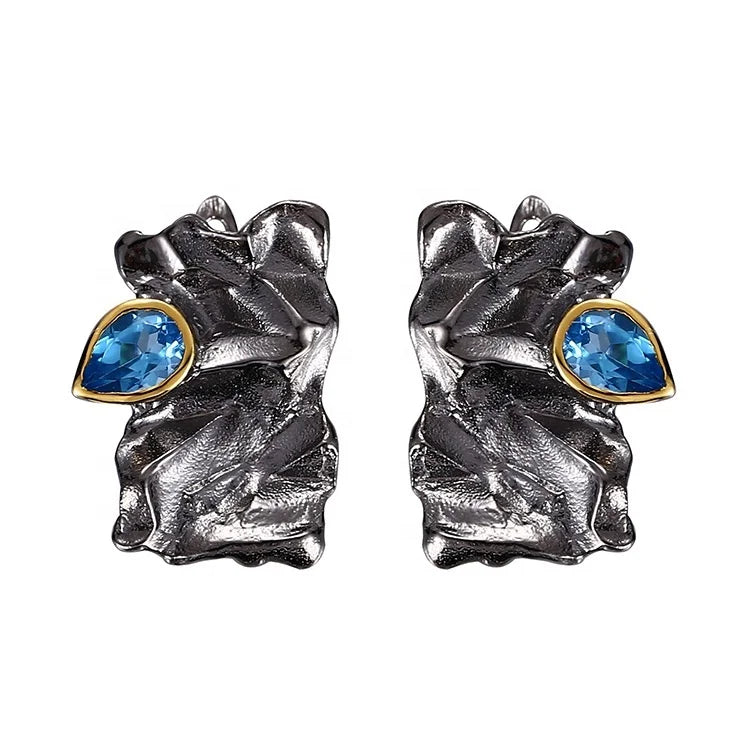 Inspired Design 925 Silver Blue Topaz Plated Earrings Jewelry
