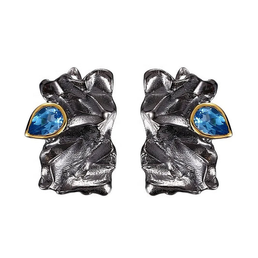 Inspired Design 925 Silver Blue Topaz Plated Earrings Jewelry